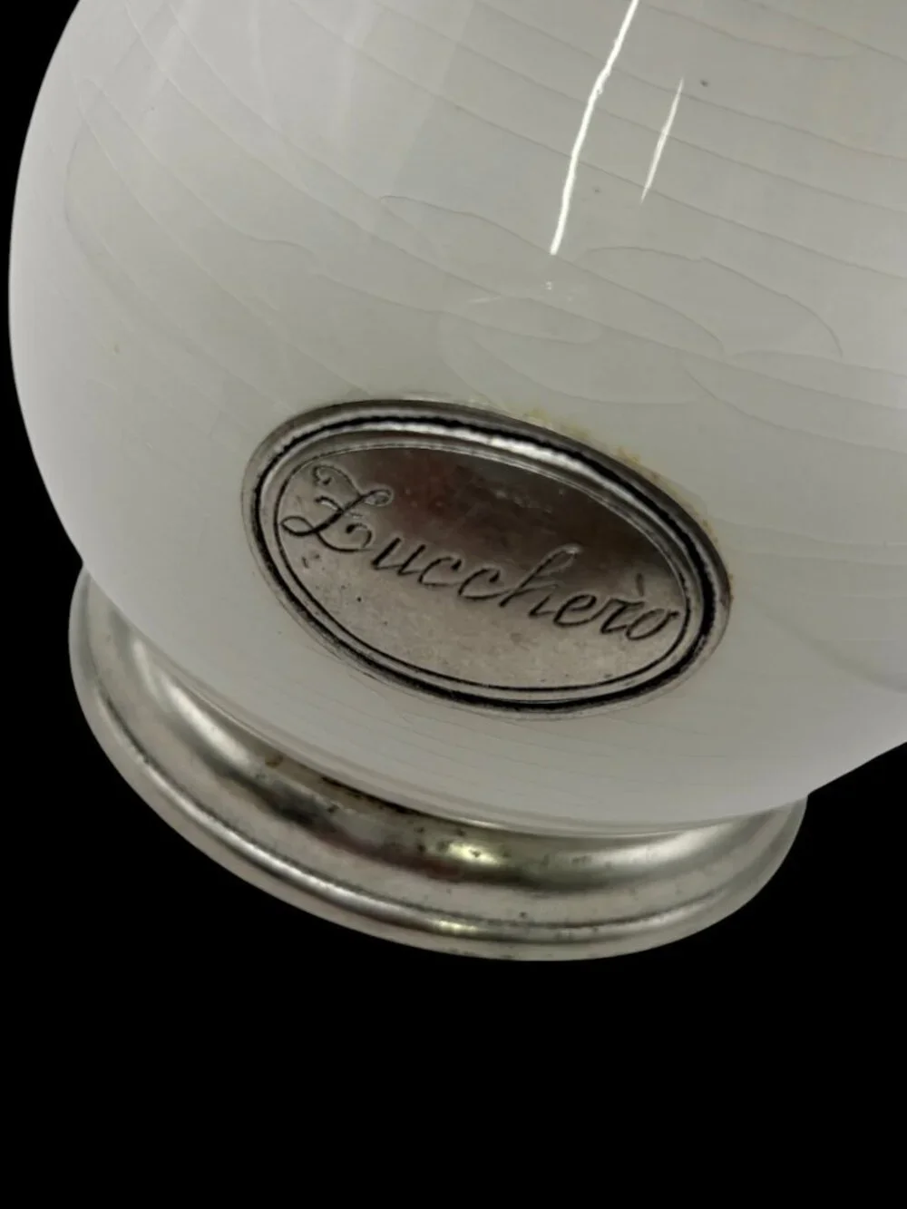 Arte Italica Lucchero White Ceramic Sugar Canister Pewter Lid Made in Italy 9
